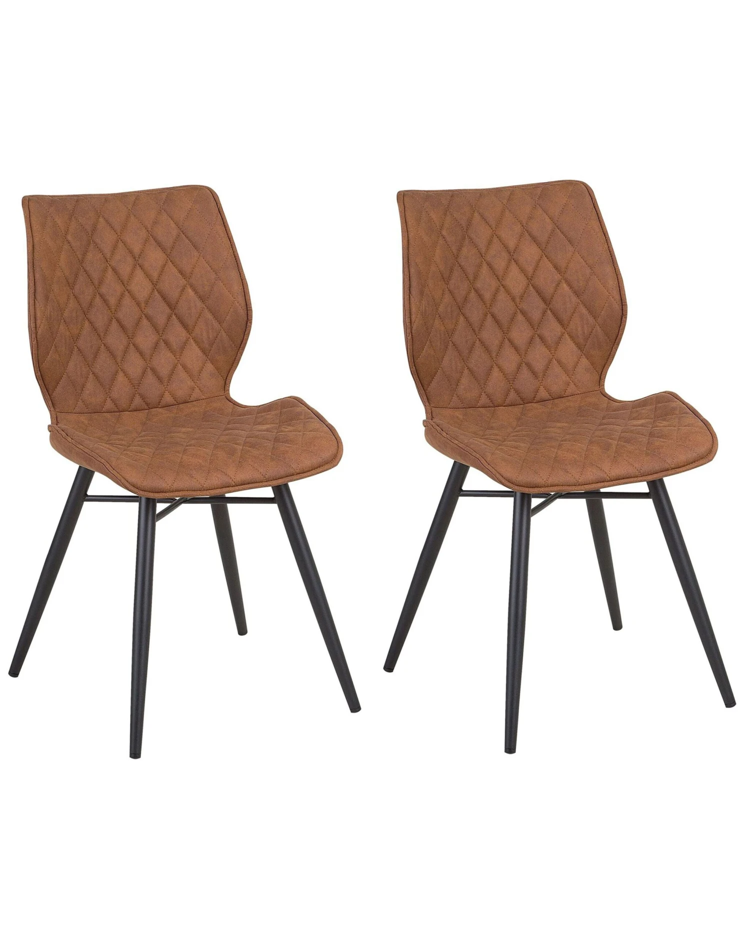Set Of 2 Fabric Dining Chairs Brown LISLE
