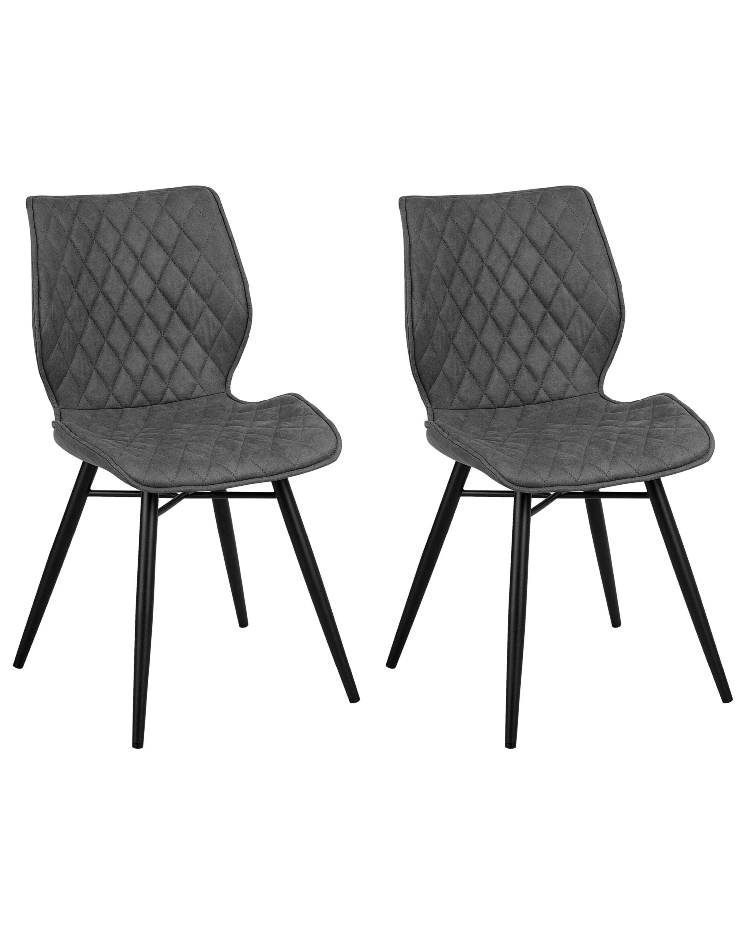 Set Of 2 Fabric Dining Chairs Grey LISLE