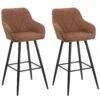 Set Of 2 Fabric Bar Chairs Brown DARIEN