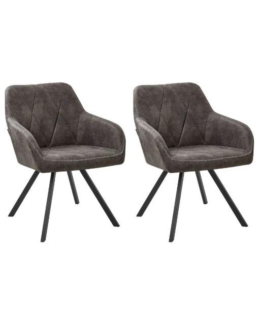 Set Of 2 Fabric Dining Chairs Grey MONEE