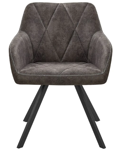 Set Of 2 Fabric Dining Chairs Grey MONEE - Image 5
