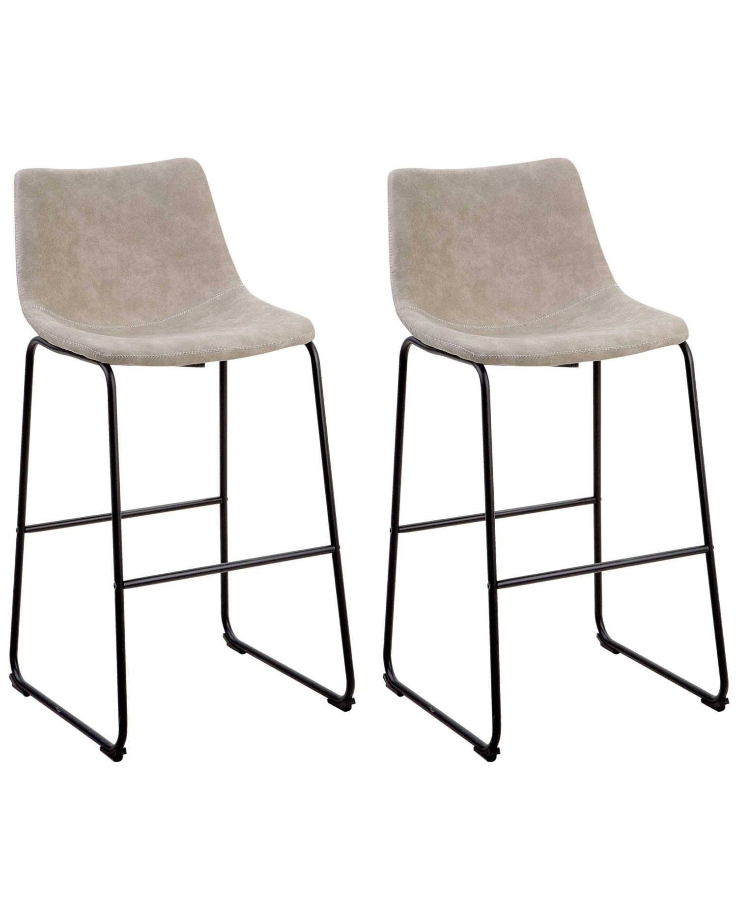 Set Of 2 Fabric Bar Chairs Beige FRANKS