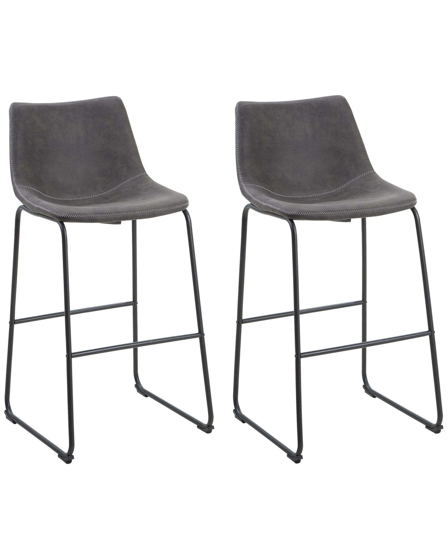 Set Of 2 Fabric Bar Chairs Grey FRANKS