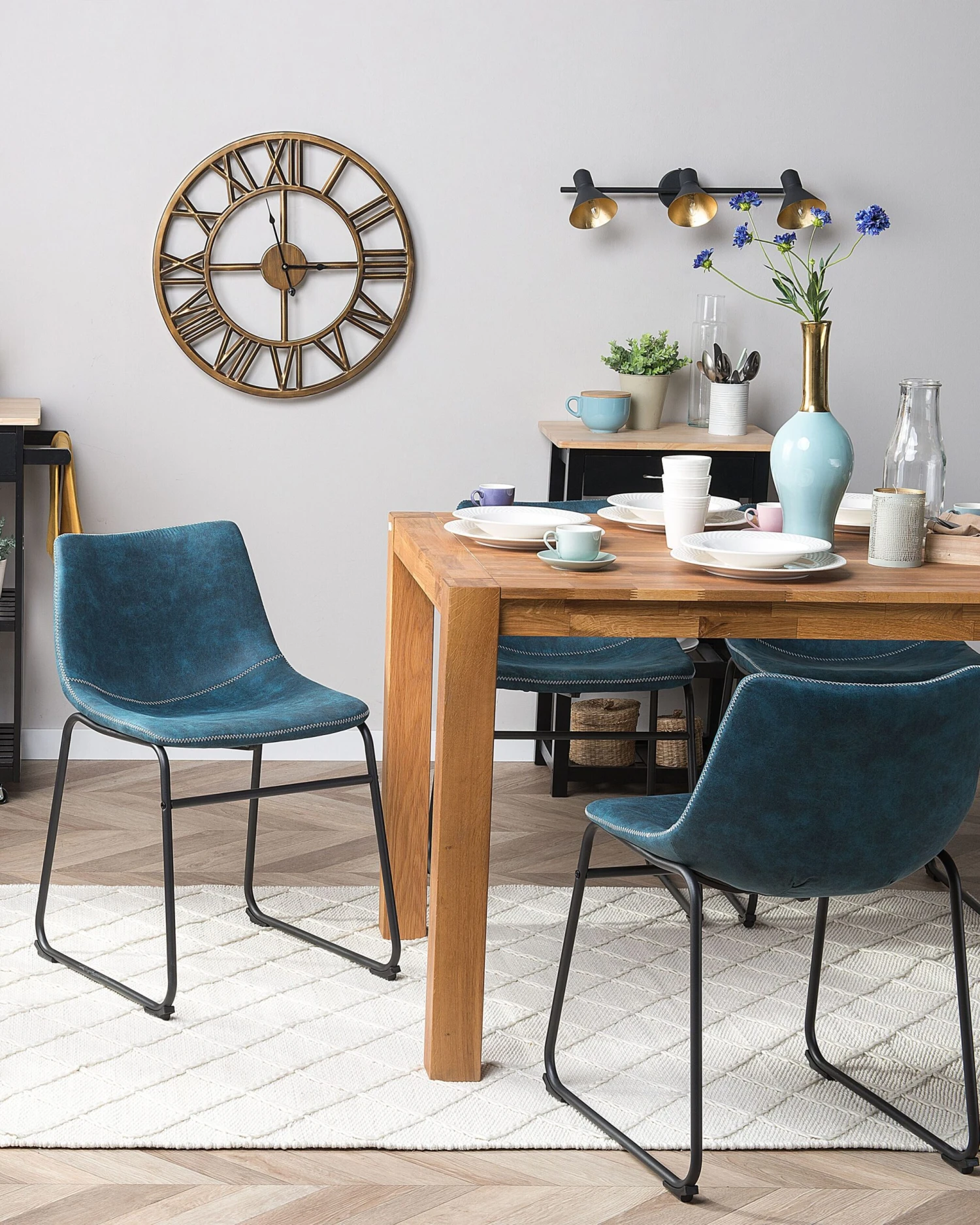 Set Of 2 Fabric Dining Chairs Blue BATAVIA - Image 2