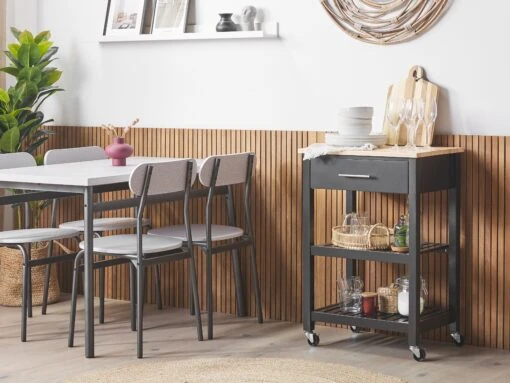 3 Tier Kitchen Trolley Black HIUMA - Image 2