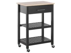 3 Tier Kitchen Trolley Black HIUMA