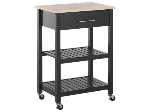 3 Tier Kitchen Trolley Black HIUMA
