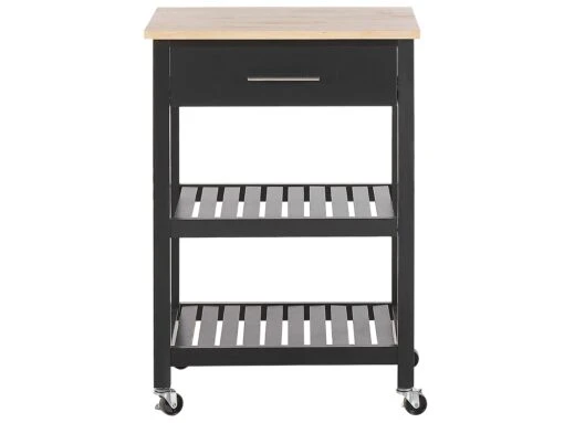 3 Tier Kitchen Trolley Black HIUMA - Image 3