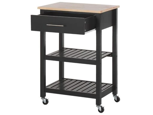3 Tier Kitchen Trolley Black HIUMA - Image 4