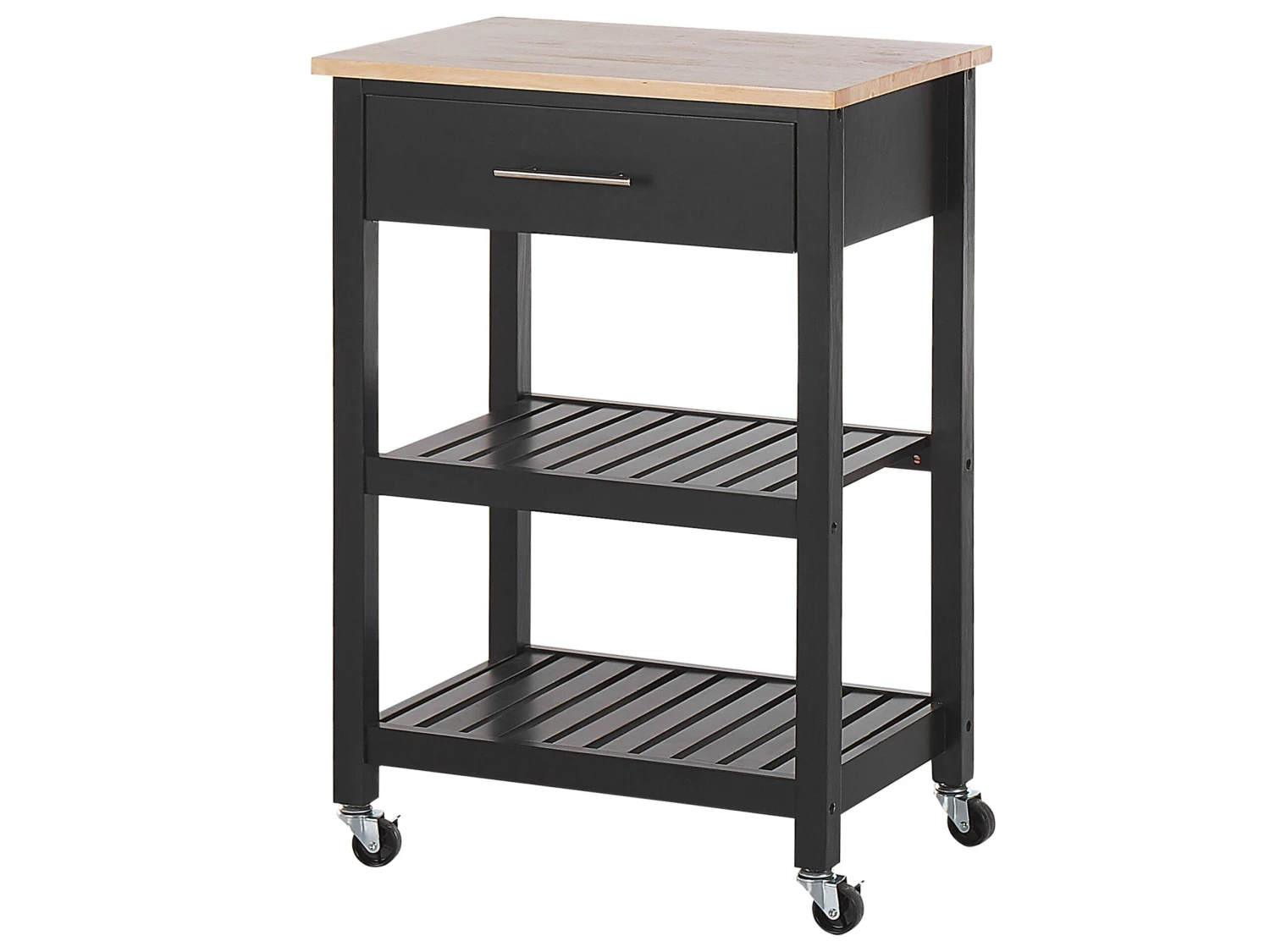 3 Tier Kitchen Trolley Black HIUMA - Image 5