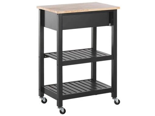 3 Tier Kitchen Trolley Black HIUMA - Image 6