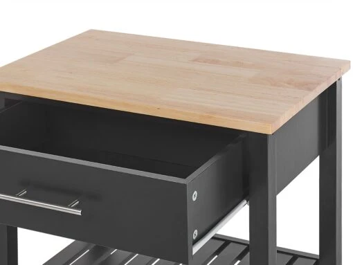 3 Tier Kitchen Trolley Black HIUMA - Image 7
