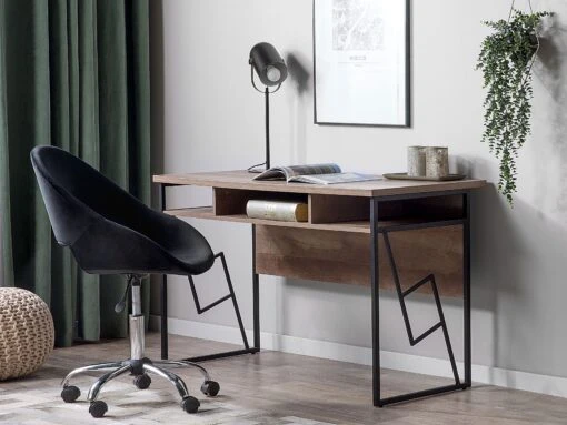 Velvet Armless Desk Chair Black SELMA - Image 4