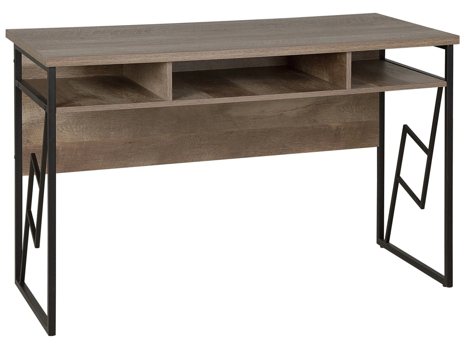 Home Office Desk With Shelf 120 X 60 Cm Dark Wood And Black FORRES
