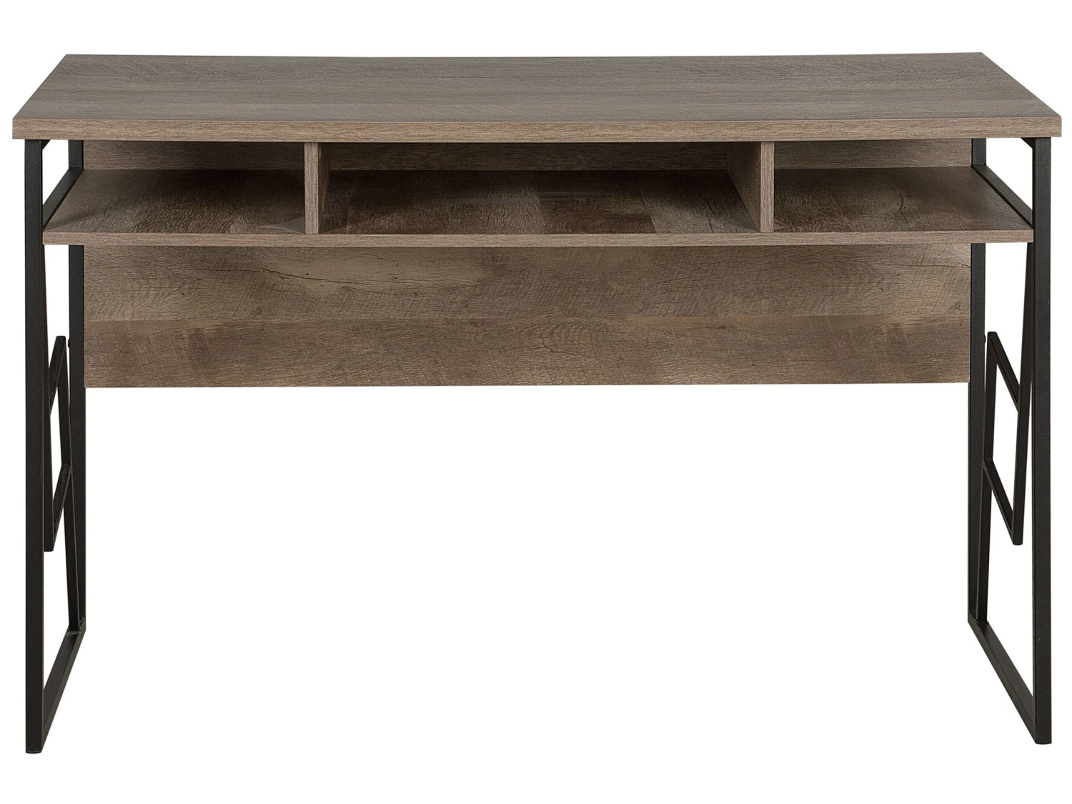 Home Office Desk With Shelf 120 X 60 Cm Dark Wood And Black FORRES - Image 4