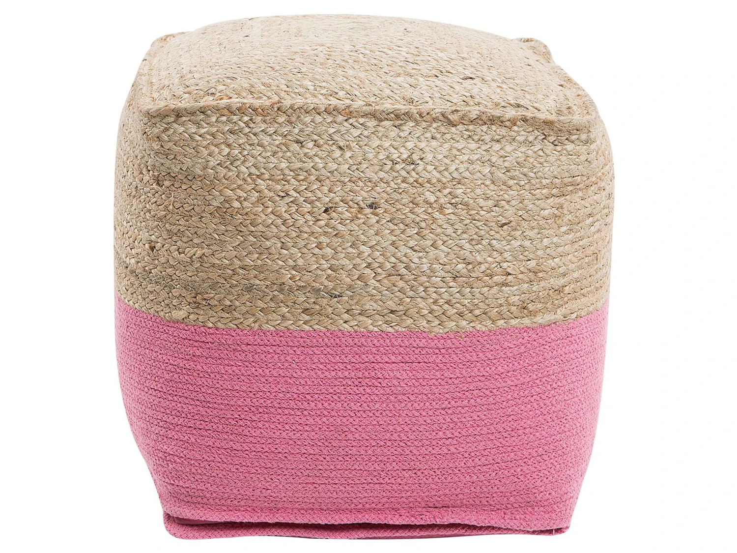 Jute Woven Pouffe Pink KIRAMA - Image 3