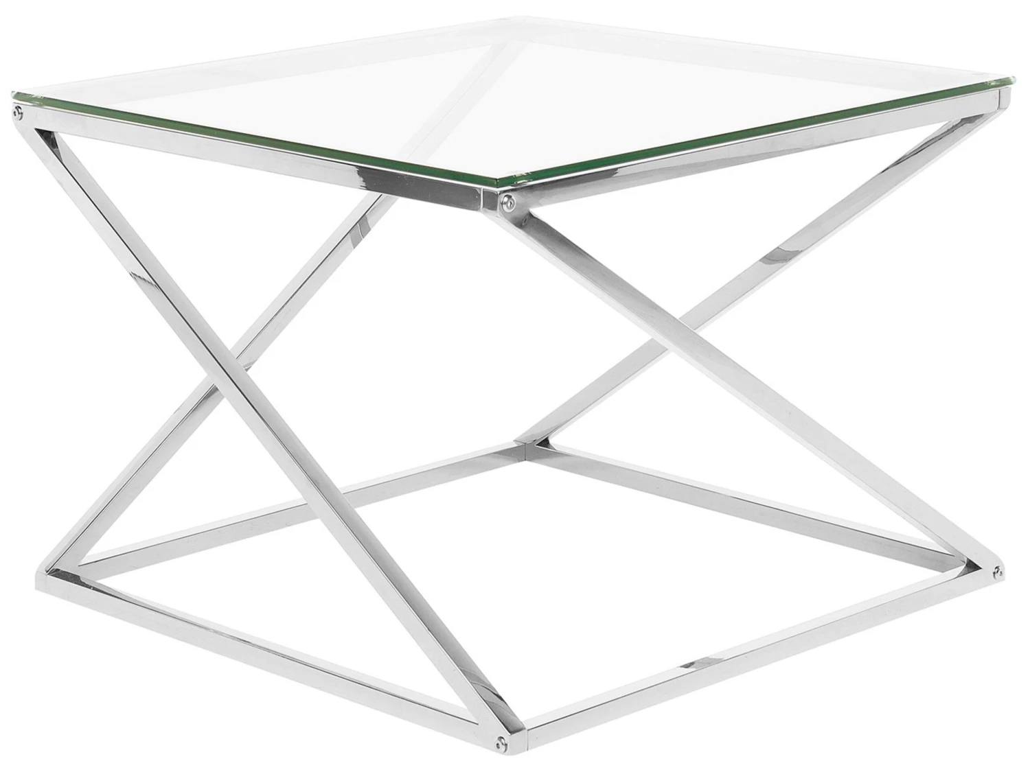 Glass Top Coffee Table Silver BEVERLY