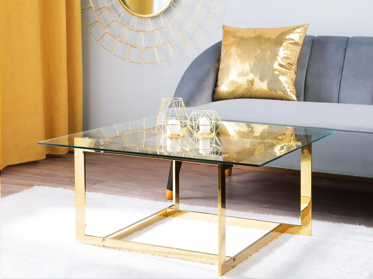 Glass Top Coffee Table Gold CRYSTAL - Image 2