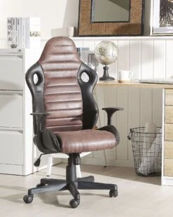 Swivel Office Chair Black With Brown SUPREME -Furniture Store undef src sa picid 735065 type color image