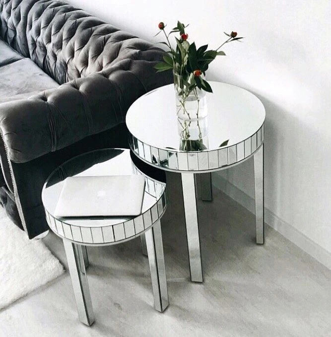 Nest Of 2 Mirrored Side Tables Silver RIMARDE - Image 3