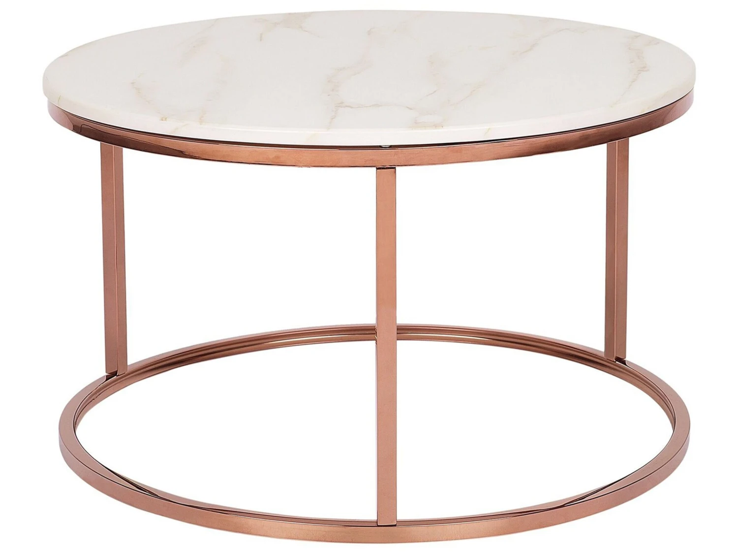 Coffee Table Beige Marble Effect With Copper CORAL