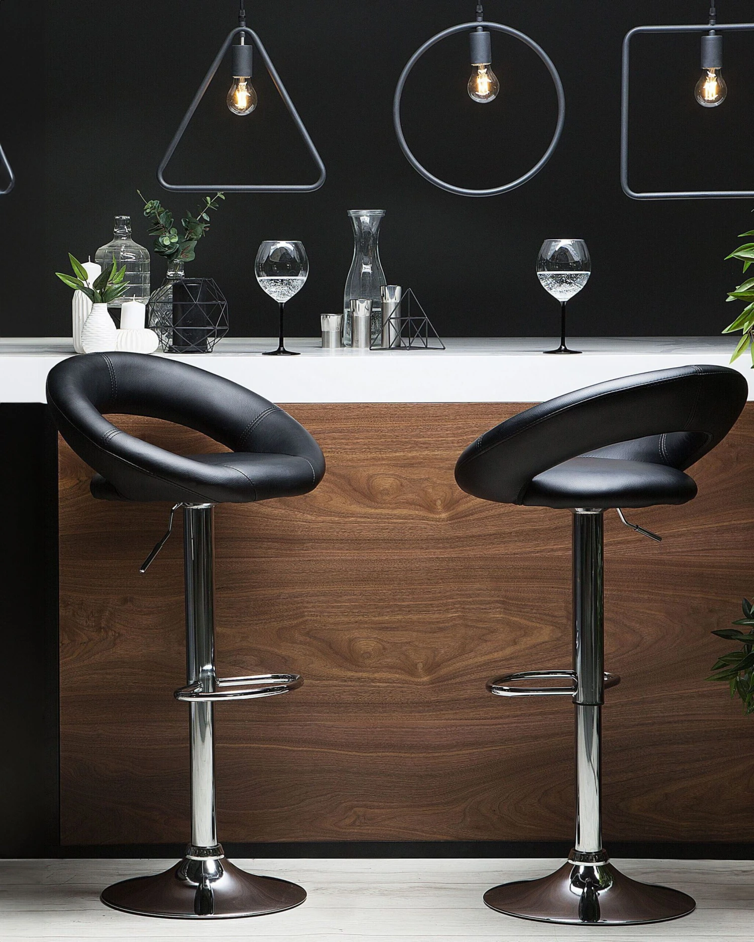 Set Of 2 Faux Leather Swivel Bar Stools Black PEORIA - Image 2