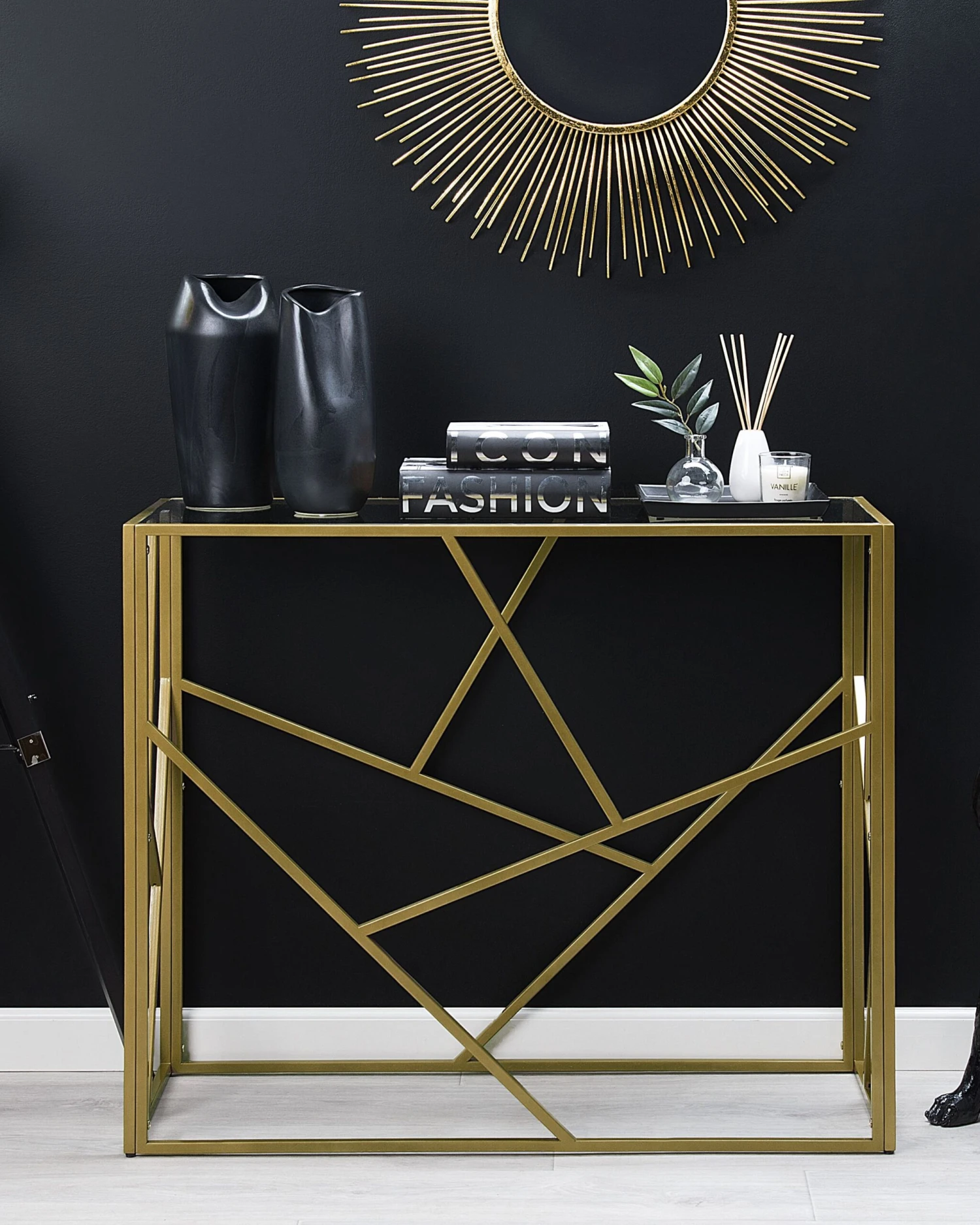 Glass Top Console Table Gold ORLAND - Image 2