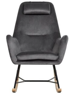 Velvet Rocking Chair Dark Grey ARRIE -Furniture Store undef src sa picid 745352 type whitesh image