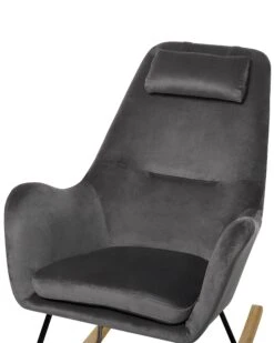 Velvet Rocking Chair Dark Grey ARRIE -Furniture Store undef src sa picid 745354 type whitesh image