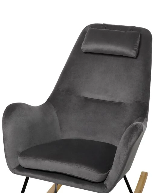 Velvet Rocking Chair Dark Grey ARRIE - Image 5