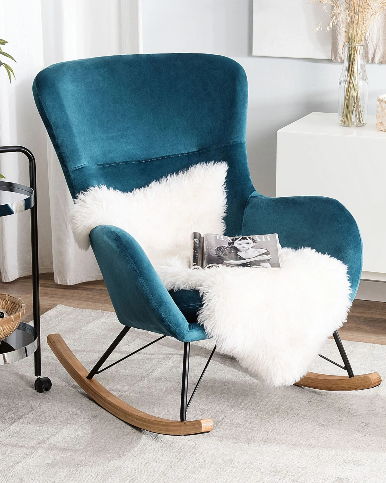 Velvet Rocking Chair Sea Blue ELLAN - Image 2