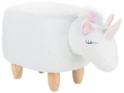 Fabric Animal Stool White UNICORN