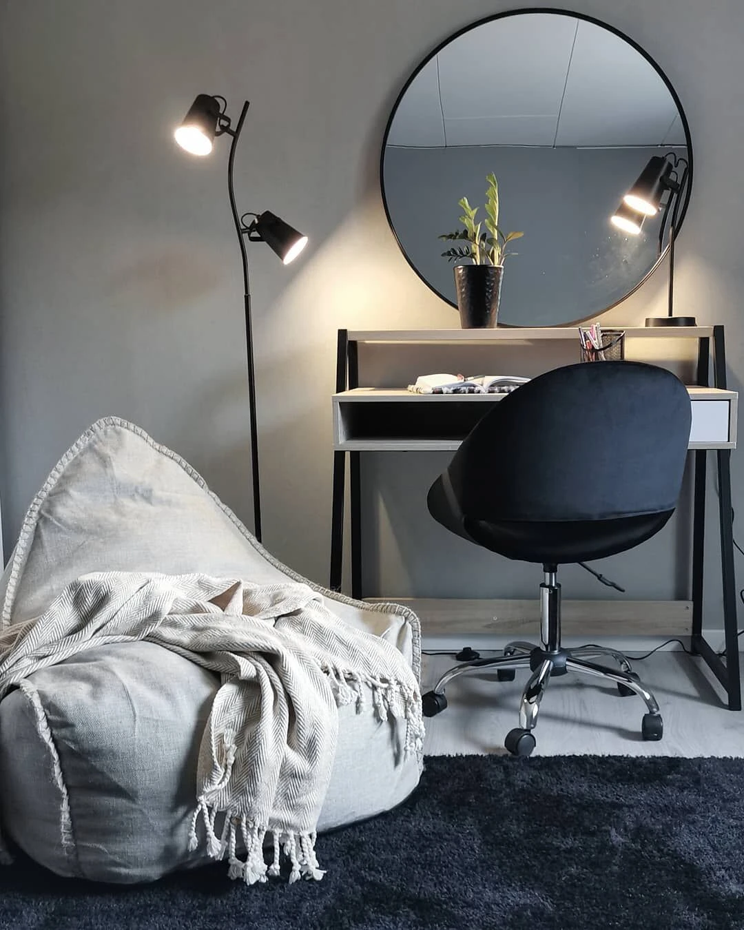 Linen Bean Bag Chair Beige DROP - Image 3