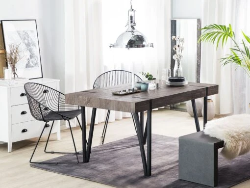 Dining Table Dark Wood With Black ADENA Various Sizes - Image 2