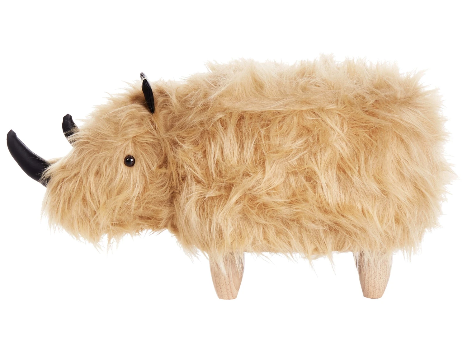 Faux Fur Animal Stool Sand Beige WOOLLY - Image 3
