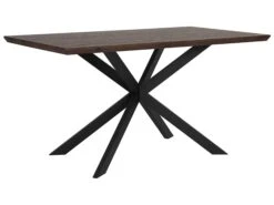 Dining Table 140 X 80 Cm Dark Wood With Black SPECTRA
