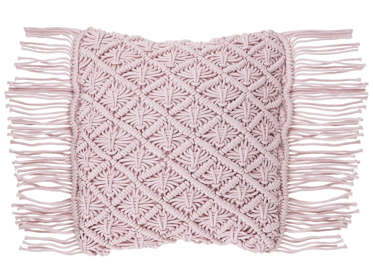 Cotton Macramé Cushion With Tassels 40 X 40 Cm Pink YANIKLAR