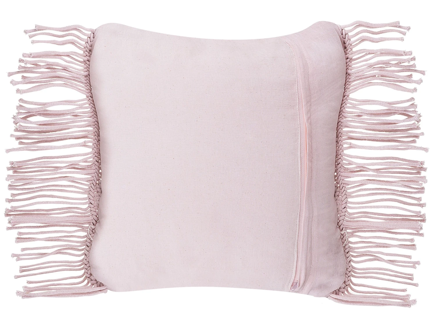 Cotton Macramé Cushion With Tassels 40 X 40 Cm Pink YANIKLAR - Image 4