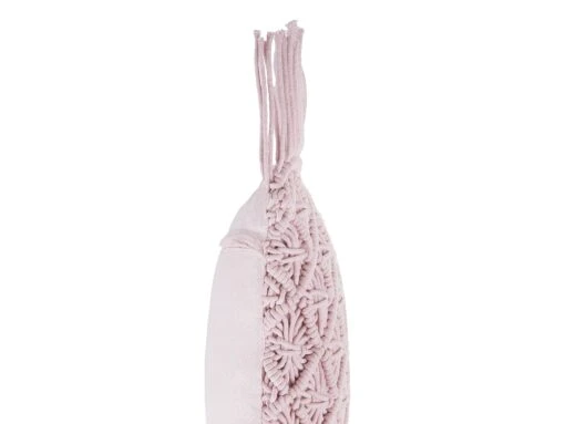 Cotton Macramé Cushion With Tassels 40 X 40 Cm Pink YANIKLAR - Image 5
