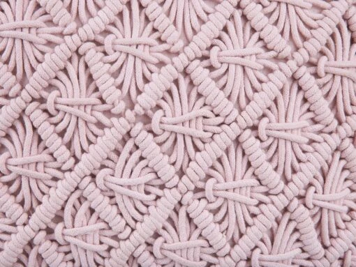 Cotton Macramé Cushion With Tassels 40 X 40 Cm Pink YANIKLAR - Image 7