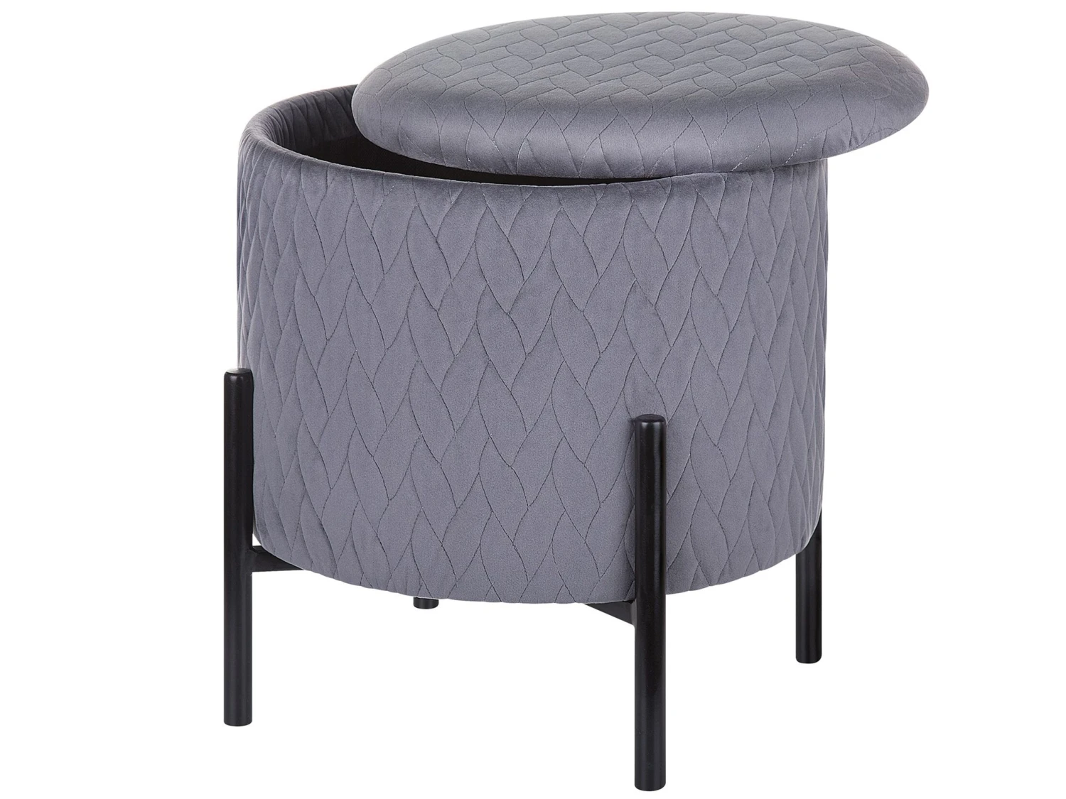 Velvet Storage Footstool Grey WENONA - Image 3