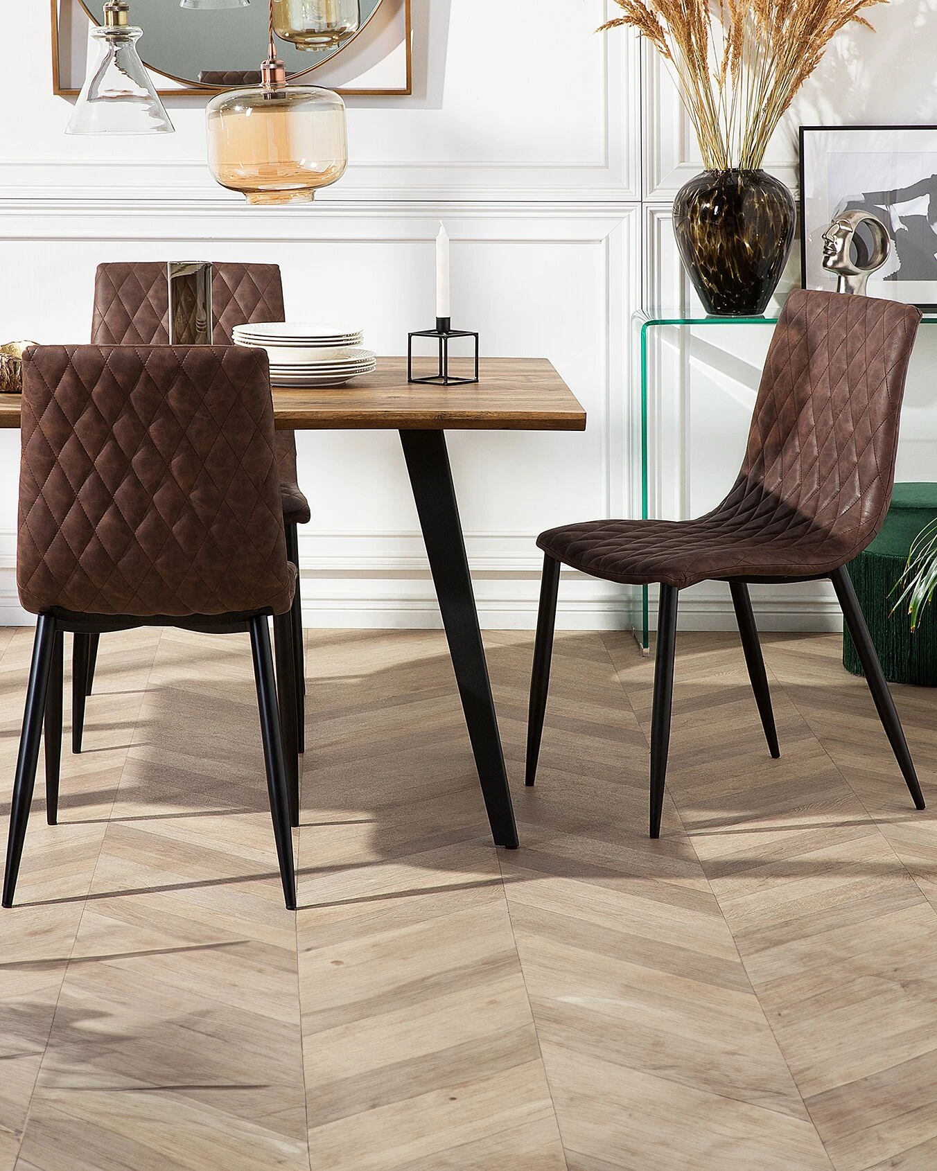 Set Of 2 Dining Chairs Faux Leather Brown MONTANA - Image 2