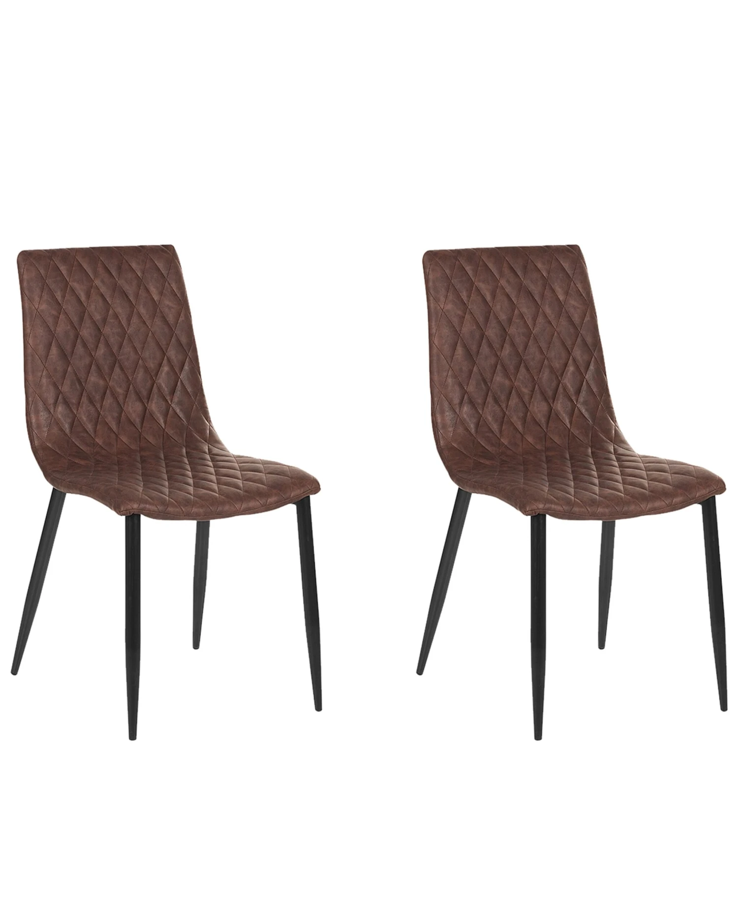 Set Of 2 Dining Chairs Faux Leather Brown MONTANA