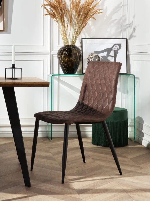 Set Of 2 Dining Chairs Faux Leather Brown MONTANA - Image 3