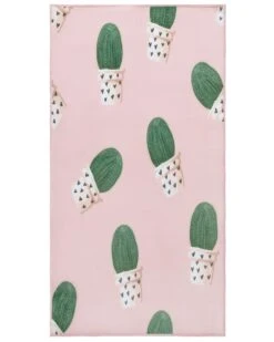Area Rug Cactus Print 80 X 150 Cm Pink ELDIVAN