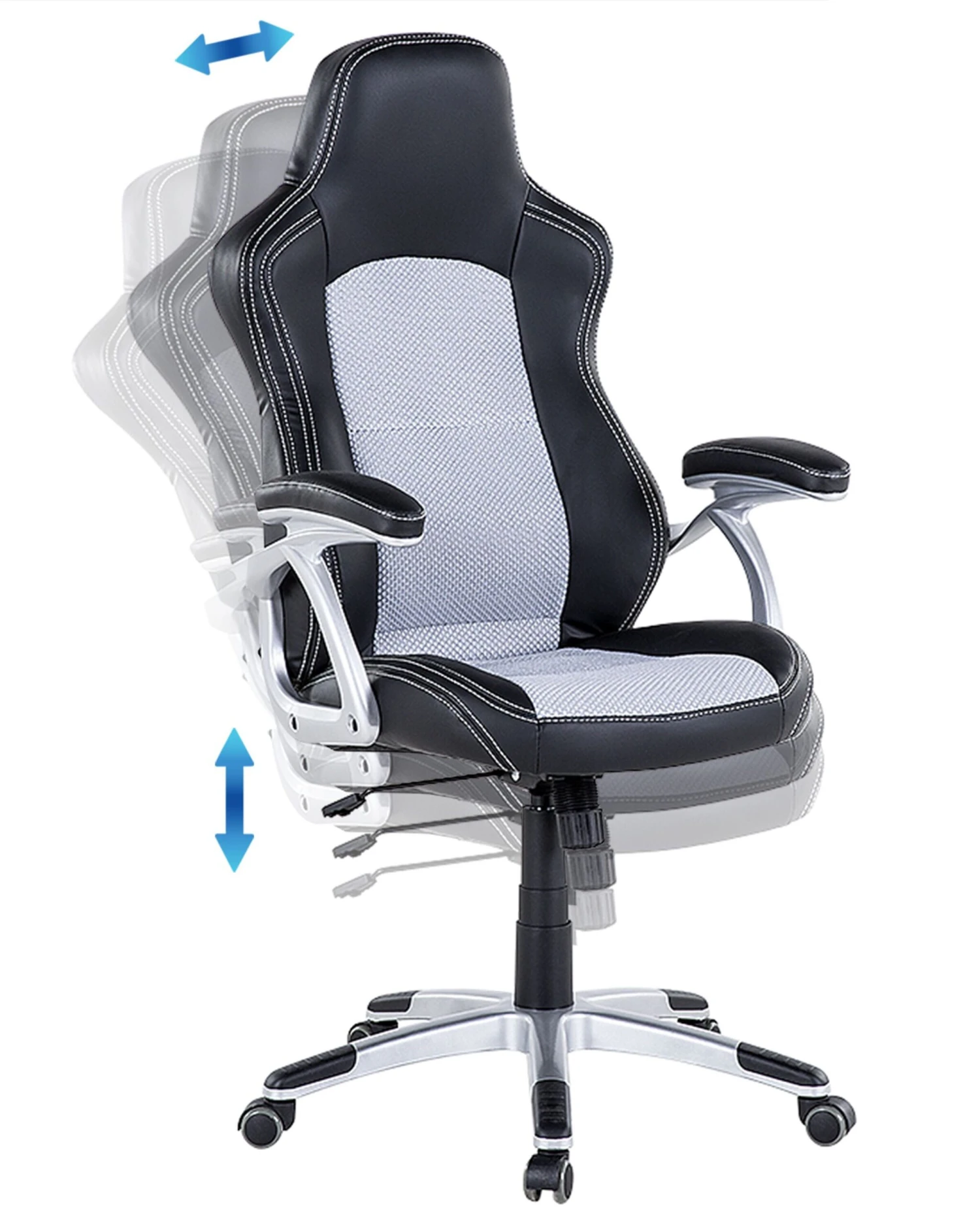 Faux Leather Office Chair Grey Black EXPLORER - Image 5
