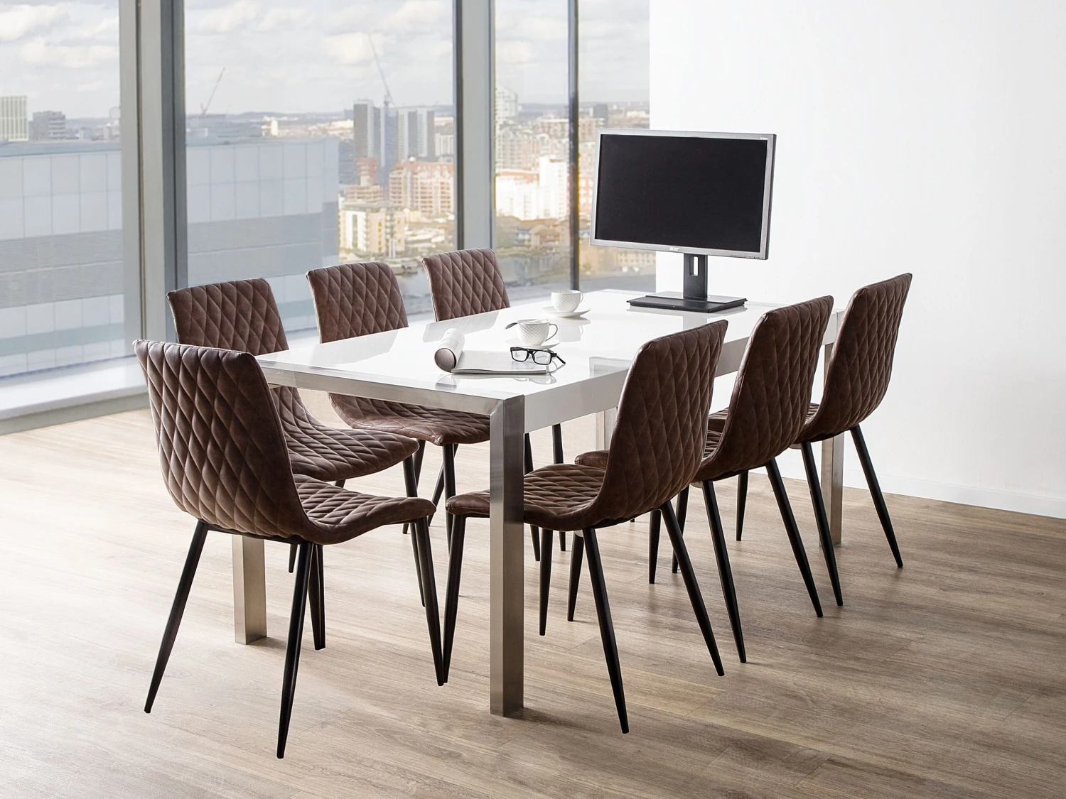 Set Of 2 Dining Chairs Faux Leather Brown MONTANA - Image 4