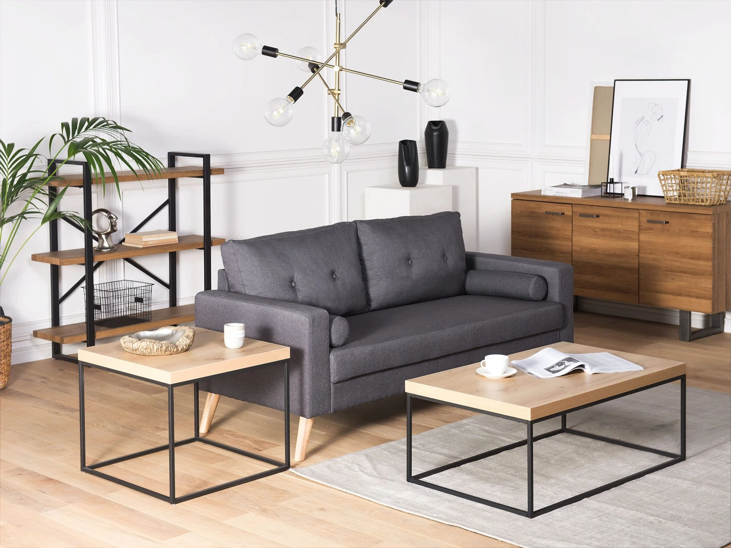 Coffee Table Light Wood With Black DELANO - Image 2