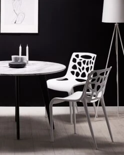 Round Dining Table ⌀ 110 Cm Marble Effect With Black MOSBY -Furniture Store undef src sa picid 757138 type color image 1