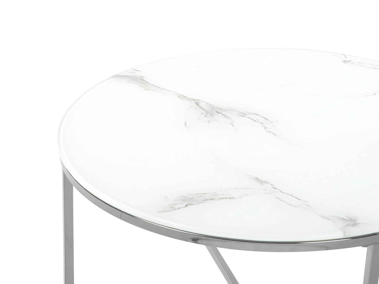 Coffee Table Marble Effect White With Silver QUINCY - Image 3